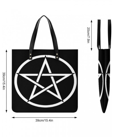 Pentacle Witch Modern Pagan Wicca Witchcraft Women Tote Bags Top Handle Satchel Handbags PU Faux Leather Tassel Shoulder Purs...