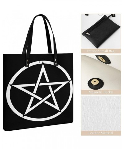 Pentacle Witch Modern Pagan Wicca Witchcraft Women Tote Bags Top Handle Satchel Handbags PU Faux Leather Tassel Shoulder Purs...