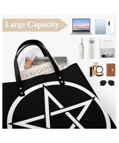 Pentacle Witch Modern Pagan Wicca Witchcraft Women Tote Bags Top Handle Satchel Handbags PU Faux Leather Tassel Shoulder Purs...