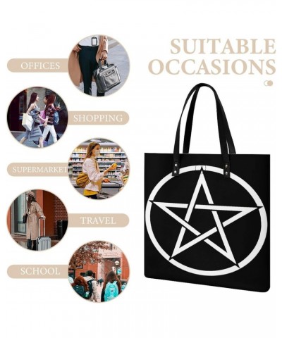 Pentacle Witch Modern Pagan Wicca Witchcraft Women Tote Bags Top Handle Satchel Handbags PU Faux Leather Tassel Shoulder Purs...