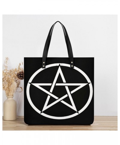 Pentacle Witch Modern Pagan Wicca Witchcraft Women Tote Bags Top Handle Satchel Handbags PU Faux Leather Tassel Shoulder Purs...