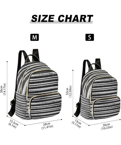 Women Backpack Horizontal Lines Black White Blurry Stripes Anti-Theft Travel Backpack with Luggage Belt Lightweight Handbag L...