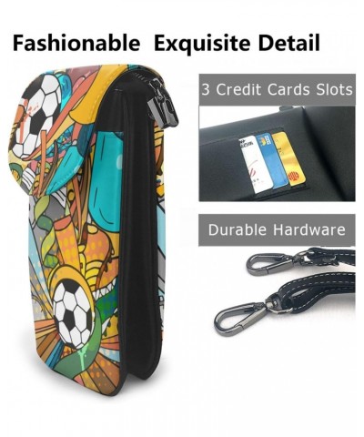 Colorful Sport Soccer Ball Football Pattern Small Crossbody Bag Cell Phone Purse Wallet with Card Slots for Women $14.27 Cros...