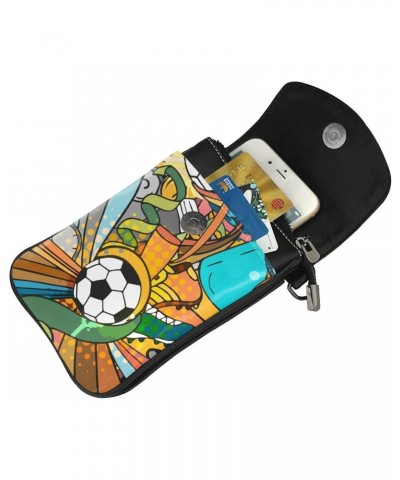 Colorful Sport Soccer Ball Football Pattern Small Crossbody Bag Cell Phone Purse Wallet with Card Slots for Women $14.27 Cros...