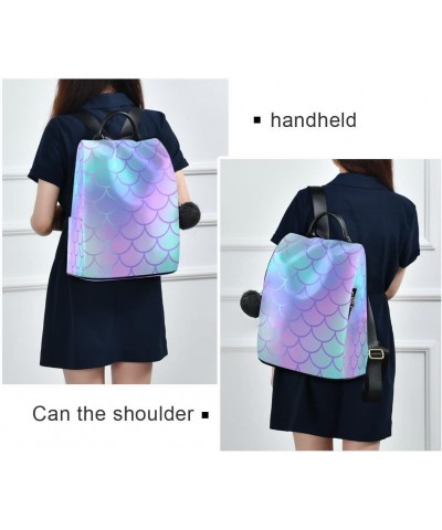 Cool Blue Fish Scale Women Backpack Anti-theft Handbag Purse Travel Bag Fashion Shoulder Bags $22.79 Backpacks