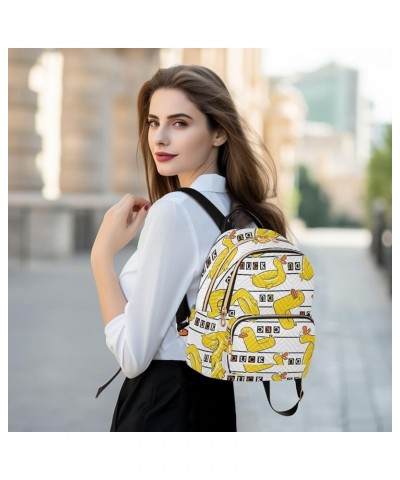 Backpack Purse for Women Cartoon Doodle Yellow Duck, Mini Fashion Backpack Amusing Lightweight Casual Daypack Shoulder Bag Tr...