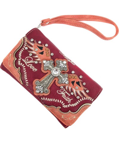 Women's Concealed Carry Angel Wings Cross Faith Hope Love Western Handbag Tote Purse Coral Red Wallet Only $33.58 Totes