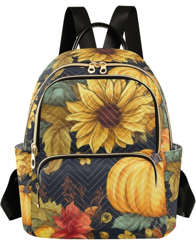 Small Backpack for Women Travel Bag Thanksgiving Pumpkins Sunflowers Daypack Purse Fashion Shoulder Bag Rucksack Medium B511 ...