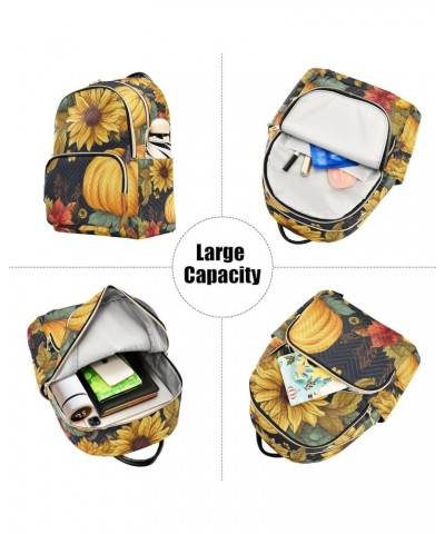 Small Backpack for Women Travel Bag Thanksgiving Pumpkins Sunflowers Daypack Purse Fashion Shoulder Bag Rucksack Medium B511 ...