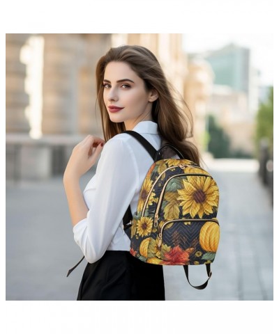 Small Backpack for Women Travel Bag Thanksgiving Pumpkins Sunflowers Daypack Purse Fashion Shoulder Bag Rucksack Medium B511 ...