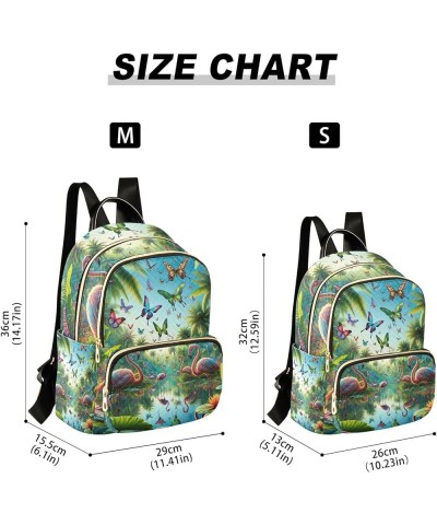 Butterflies Tropical Plants Flamingos Quilted Backpack Women's Mini Backpack Purse Anti Theft Backpack Butterflies Tropical P...