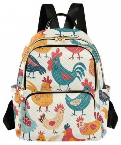 Small Backpack Purse for Women, Colorful Cute Chicken Travel Bag Casual Daypack Shoulder Bag Medium $17.28 Backpacks