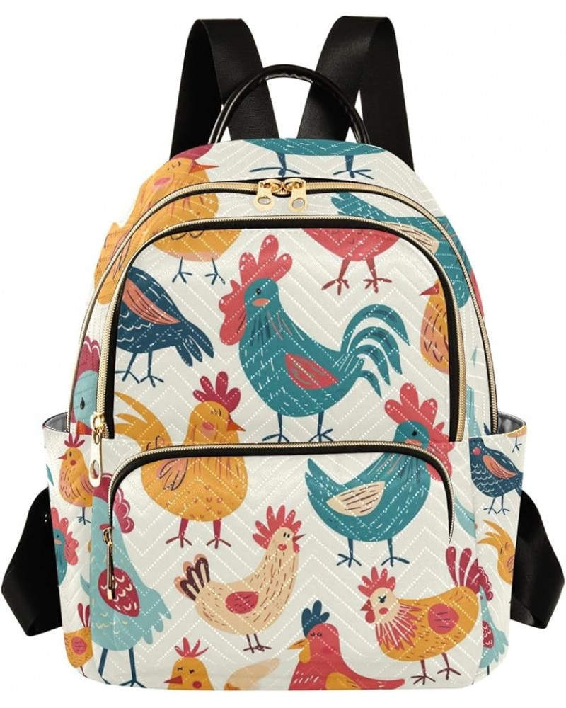 Small Backpack Purse for Women, Colorful Cute Chicken Travel Bag Casual Daypack Shoulder Bag Medium $17.28 Backpacks