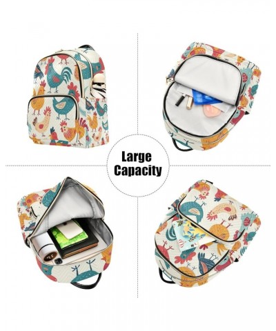 Small Backpack Purse for Women, Colorful Cute Chicken Travel Bag Casual Daypack Shoulder Bag Medium $17.28 Backpacks