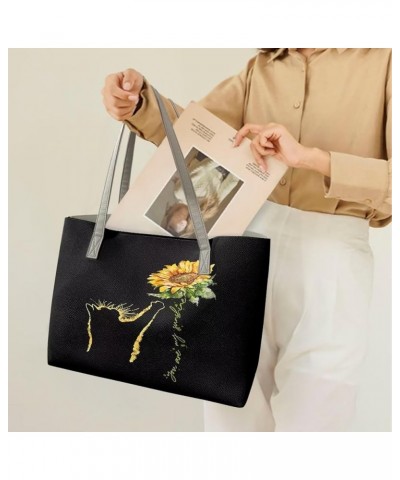 Large Purse with Compartments Womens Tote Purse Ladies Handbags for Work Sunflower Cat $18.86 Handbags