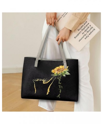 Large Purse with Compartments Womens Tote Purse Ladies Handbags for Work Sunflower Cat $18.86 Handbags