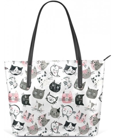 Handbags for Women Tote Bags with 11.08"(L) x 3.54"(W) x 11.02"(W) - Circus Animals Cute Cute Cat Head 3 $25.36 Totes