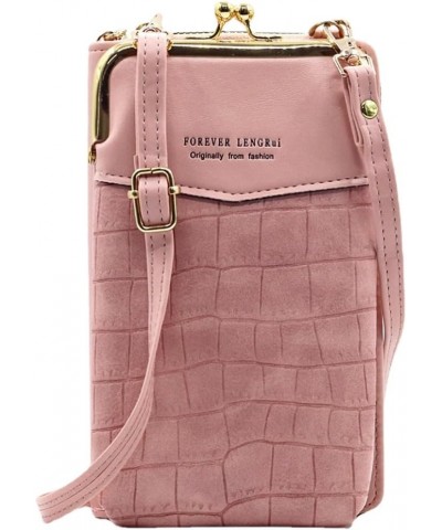 Crossbody Phone Bag for Women Crocodile Leather Metal Frame Clutch Purse Ladies Cross Body Mini Handbags Pink $12.18 Totes