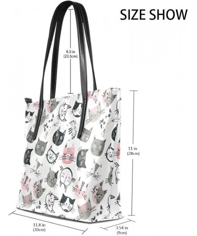 Handbags for Women Tote Bags with 11.08"(L) x 3.54"(W) x 11.02"(W) - Circus Animals Cute Cute Cat Head 3 $25.36 Totes