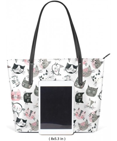 Handbags for Women Tote Bags with 11.08"(L) x 3.54"(W) x 11.02"(W) - Circus Animals Cute Cute Cat Head 3 $25.36 Totes