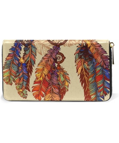 U LIFE Bohemian Feathers Vintage Indian Wallets Purse Cash Card Holder Case Leather $20.29 Wallets