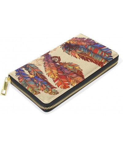 U LIFE Bohemian Feathers Vintage Indian Wallets Purse Cash Card Holder Case Leather $20.29 Wallets