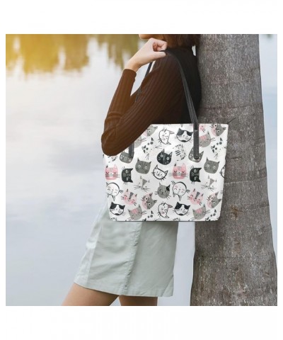 Handbags for Women Tote Bags with 11.08"(L) x 3.54"(W) x 11.02"(W) - Circus Animals Cute Cute Cat Head 3 $25.36 Totes