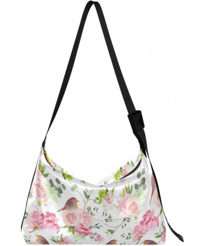 Watercolor Bird Flower Ladies Cross Shoulder Bags Womens Bags Crossbody Over The Shoulder Bag $18.14 Hobo Bags