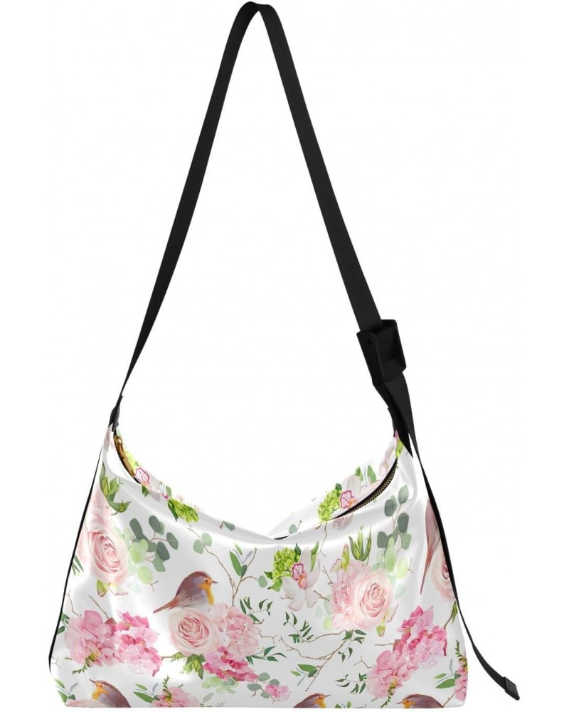 Watercolor Bird Flower Ladies Cross Shoulder Bags Womens Bags Crossbody Over The Shoulder Bag $18.14 Hobo Bags