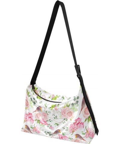 Watercolor Bird Flower Ladies Cross Shoulder Bags Womens Bags Crossbody Over The Shoulder Bag $18.14 Hobo Bags