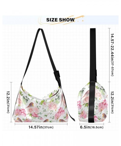 Watercolor Bird Flower Ladies Cross Shoulder Bags Womens Bags Crossbody Over The Shoulder Bag $18.14 Hobo Bags