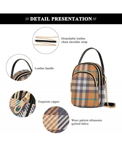 Women's Crossbody Bag, Geometric Plaid Three Zipper Design Handbag Shoulder Bag Wallet Color284 $15.59 Crossbody Bags