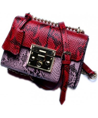 Fashion Colourful handbags messenger bag Genuine Leather bag Snakeskin pattern Cowhide Square bag Red $31.29 Shoulder Bags