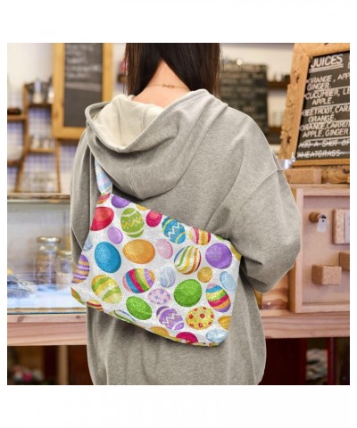 Easter Women Boho Handbag Rainbow Easter Eggs Underarm Bag Tote Bag Shoulder Bag Crossbody Bag Fluffy Cell Phone Purse Spring...