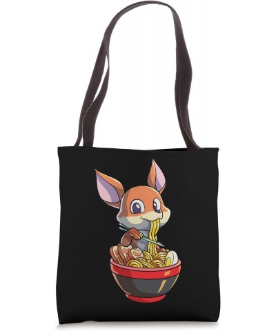 Kawaii Fox eating Ramen Japanese Noodle Anime Fox Tote Bag $11.65 Totes