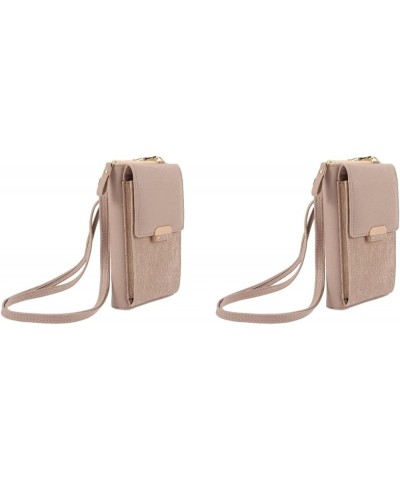 2 pieces Women Single- shoulder Single- shoulder Bag Outdoor Messenger Bag Money Storage Pouch Storage Bag PU Apricotx2pcs $1...