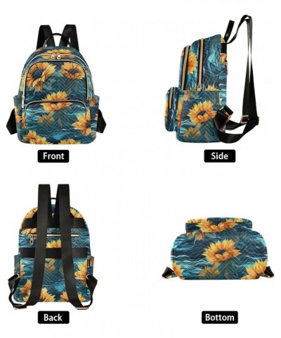 Sunflower Flowers Ocean Waves Women's Backpack Purse Causal Daypack Work Travel College Business Trip Bag Shoulder Bag Small ...