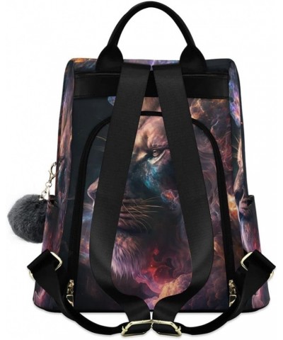 Wolf Totem in Fire Women Backpack Purse Anti Theft Design Travel Hiking Camping Rucksack Pack Lion and Fire on Black $16.35 B...