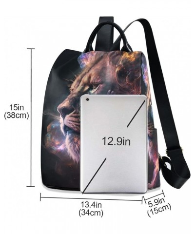 Wolf Totem in Fire Women Backpack Purse Anti Theft Design Travel Hiking Camping Rucksack Pack Lion and Fire on Black $16.35 B...