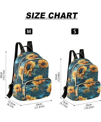 Sunflower Flowers Ocean Waves Women's Backpack Purse Causal Daypack Work Travel College Business Trip Bag Shoulder Bag Small ...