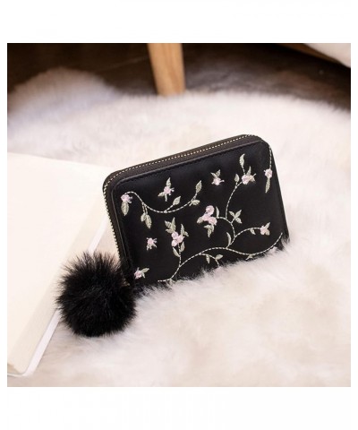 Women Wallet Fashion Flower Pattern Embroidery New Pattern Zipper Practical Multi Layered Bag Cowboy Wallet (Blue, One Size) ...