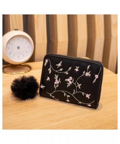 Women Wallet Fashion Flower Pattern Embroidery New Pattern Zipper Practical Multi Layered Bag Cowboy Wallet (Blue, One Size) ...