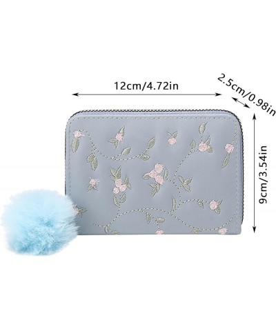 Women Wallet Fashion Flower Pattern Embroidery New Pattern Zipper Practical Multi Layered Bag Cowboy Wallet (Blue, One Size) ...