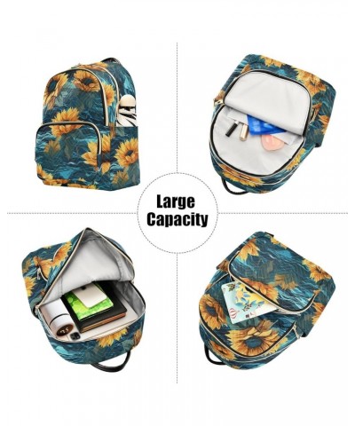 Sunflower Flowers Ocean Waves Women's Backpack Purse Causal Daypack Work Travel College Business Trip Bag Shoulder Bag Small ...