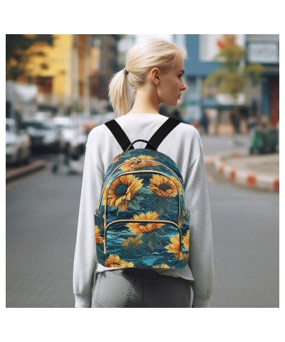 Sunflower Flowers Ocean Waves Women's Backpack Purse Causal Daypack Work Travel College Business Trip Bag Shoulder Bag Small ...