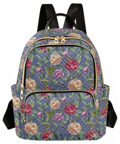 Red Yellow Peony on Purple Casual Fashion Polyester Travel Rucksack Shoulder Bag Color Medium $20.71 Backpacks