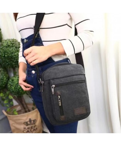 Canvas Small Messenger Bag for Women, Casual Shoulder Bag Travel Organizer Bag Multi-Pocket Purse Crossbody Handbag Black $29...