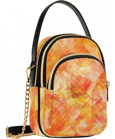 Small Crossbody Bags for Women Trendy Vibrant Abstract Leaves Golden Toned Travel Sling Bag Women's Crossbody Handbags Satche...