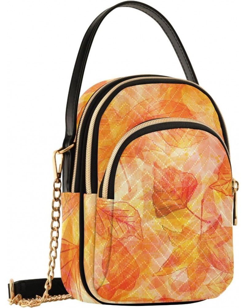 Small Crossbody Bags for Women Trendy Vibrant Abstract Leaves Golden Toned Travel Sling Bag Women's Crossbody Handbags Satche...