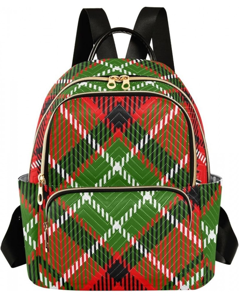 Colorful Plaid Women's Backpack Wallet Casual Small Backpack Fashion Women's Travel Bag School Backpack Color239 Medium $16.1...